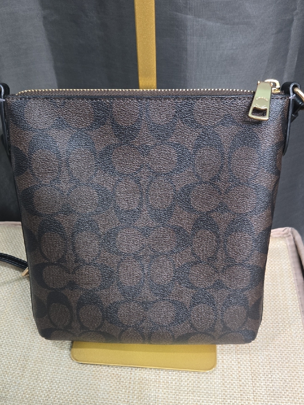 Like New! Coach Brown Signature Crossbody with Black Trim - Picture 7 of 10